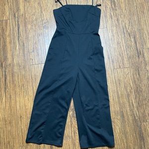 Black Jumpsuit Cropped with low square cut back size small